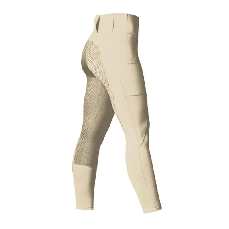 Equetech Ladies Performance Aqua-Shield Riding Tights Beige-1